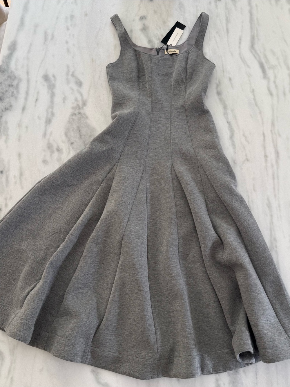 Anthropologie Grey Midi Fit-and-Flare Tank Dress